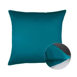 Taie d'oreiller satin de coton uni vert Ava uni canard