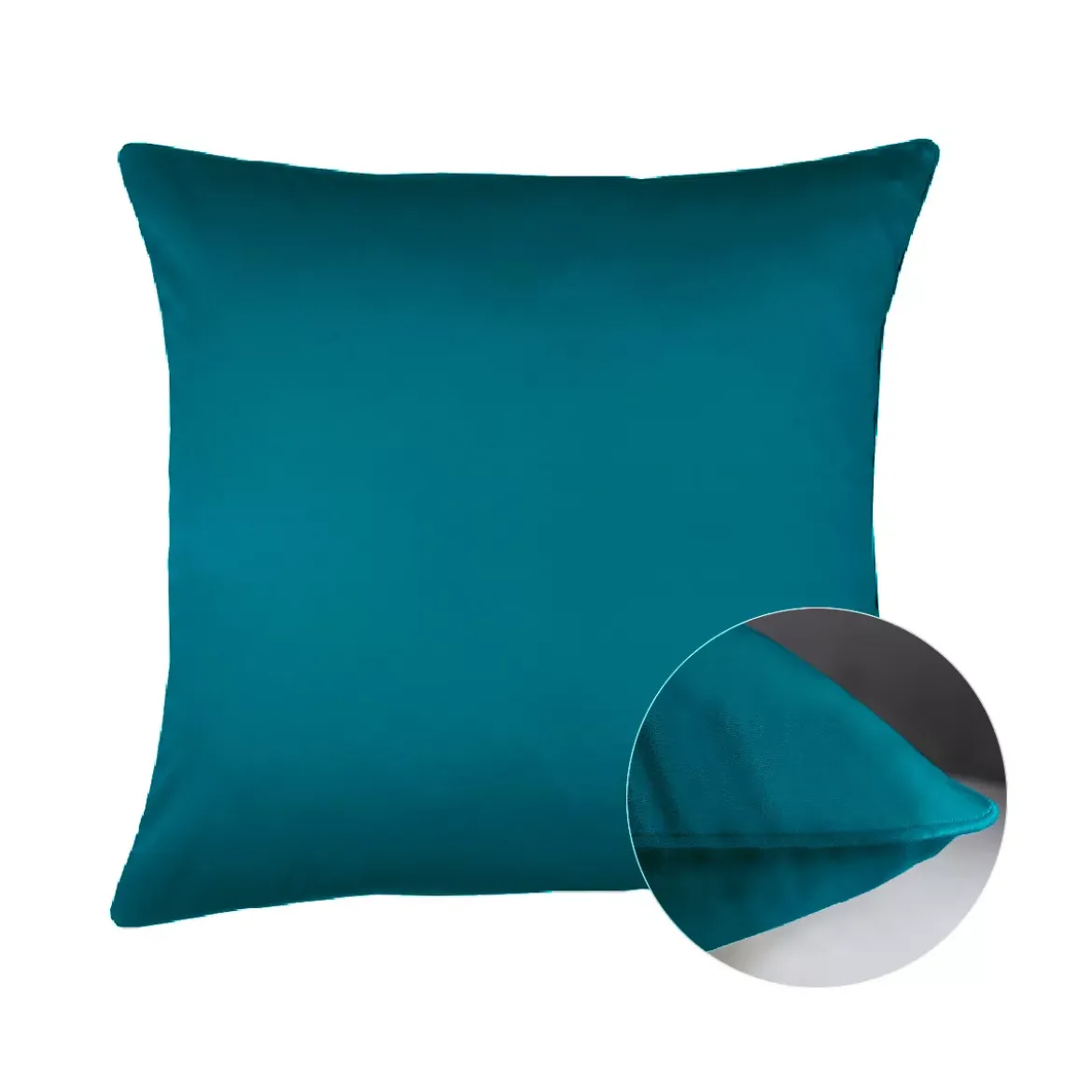 Taie d'oreiller satin de coton uni vert Ava uni canard