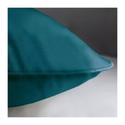 Taie d'oreiller satin de coton uni vert Ava uni canard