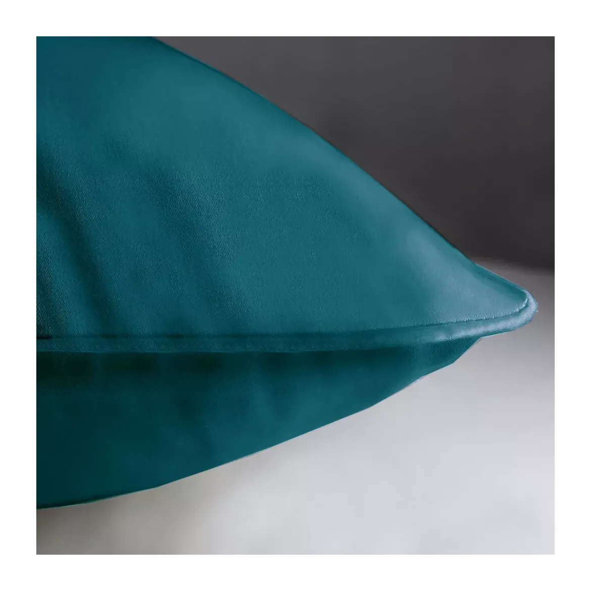 Taie d'oreiller satin de coton uni vert Ava uni canard