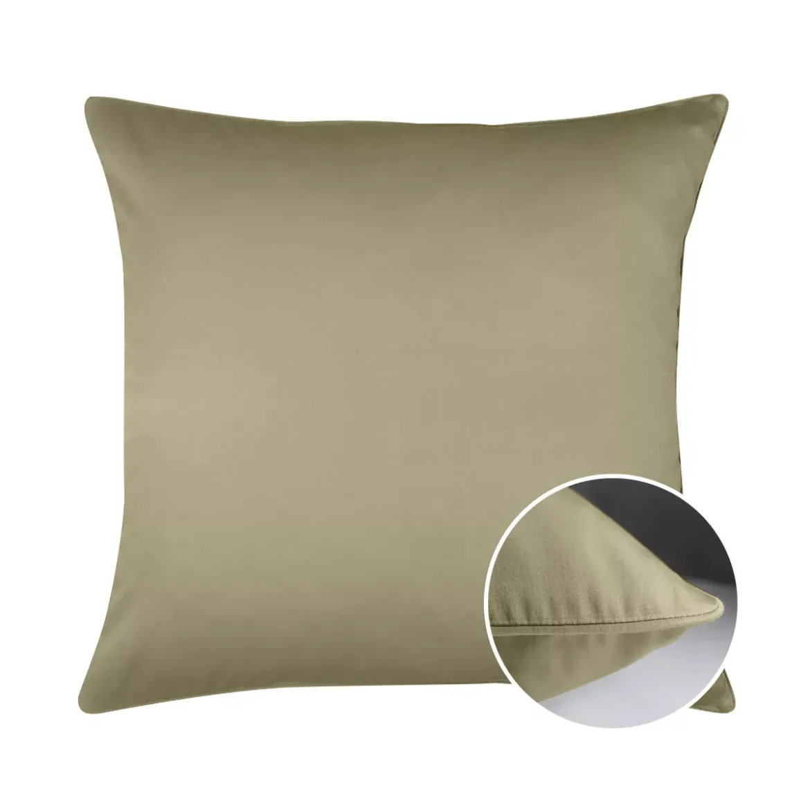 Taie d'oreiller satin de coton uni brun marron Ava uni mordore