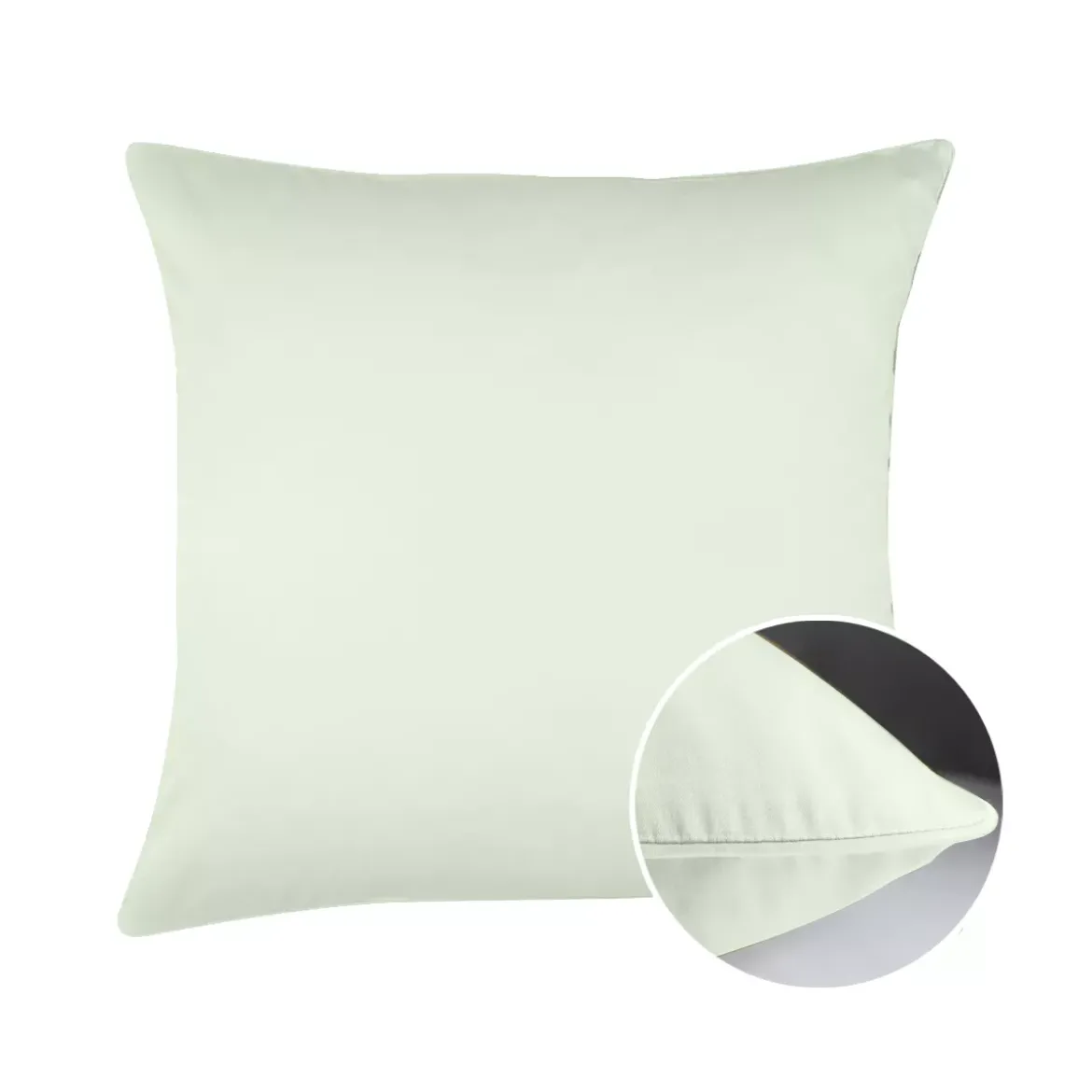 Taie d'oreiller satin de coton uni vert Ava uni vert d'eau