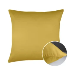 Taie d'oreiller satin de coton uni or Ava uni curry