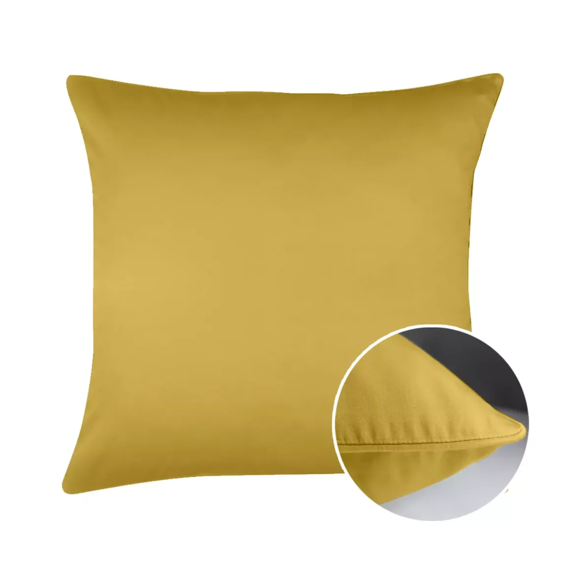 Taie d'oreiller satin de coton uni or Ava uni curry