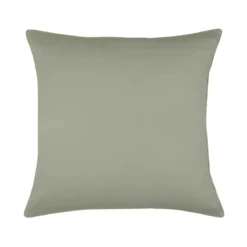 Taie d'oreiller satin de coton uni vert Ava uni lichen