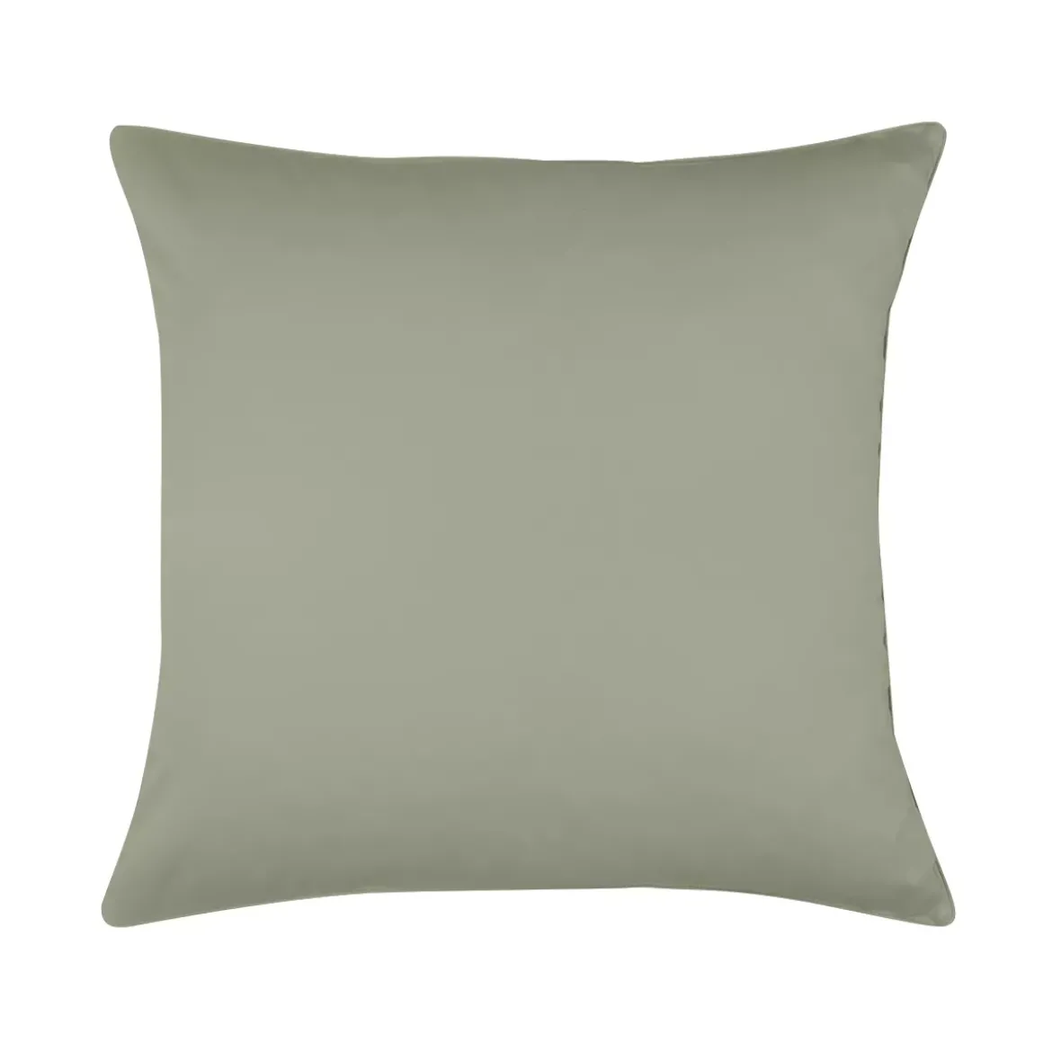 Taie d'oreiller satin de coton uni vert Ava uni lichen
