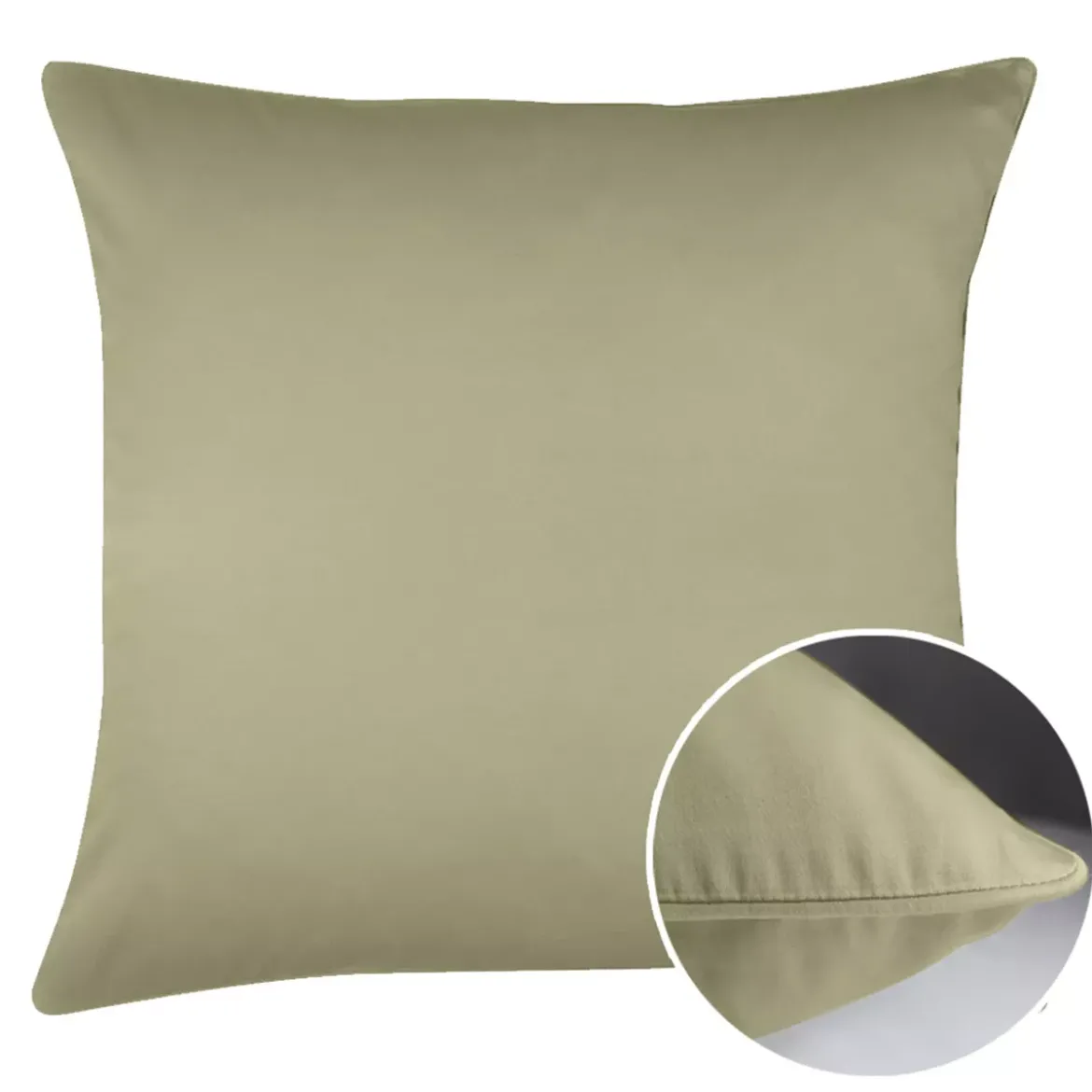 Taie d'oreiller satin de coton uni beige Ava uni glaise