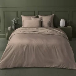 Taie d'oreiller satin de coton uni rose Ava uni rose fume