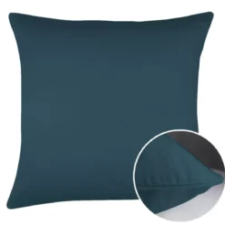Taie d'oreiller satin de coton uni bleu Ava uni bleu ardoise