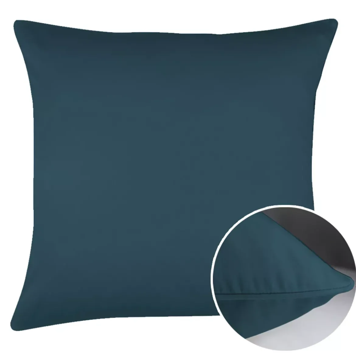 Taie d'oreiller satin de coton uni bleu Ava uni bleu ardoise
