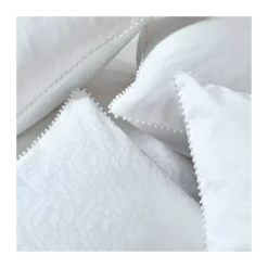 Taie d'oreiller satin de coton motif jacquard blanc Alula blanc