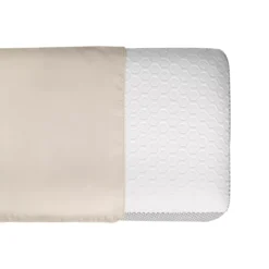 Taie d'oreiller satin de coton pour oreiller ergonomique 115 g/m² uni beige Ava uni lin