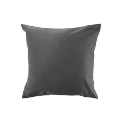 Taie d'oreiller satin de coton motif jacquard anthracite Vibrato titane