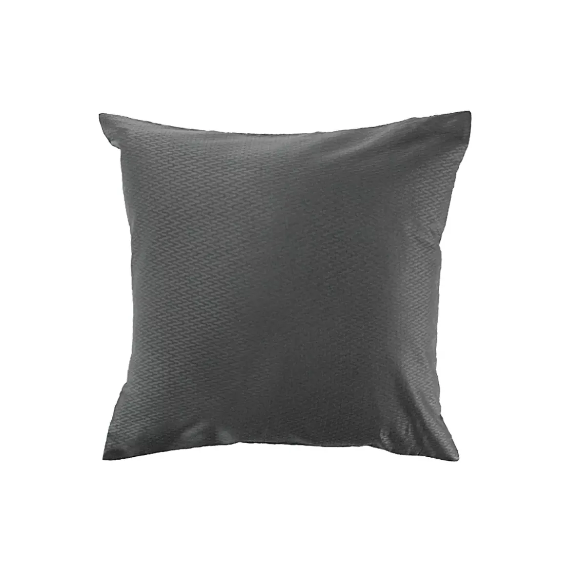Taie d'oreiller satin de coton motif jacquard anthracite Vibrato titane