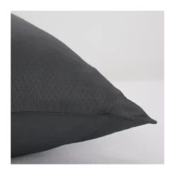 Taie d'oreiller satin de coton motif jacquard anthracite Vibrato titane
