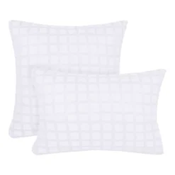 Taie d'oreiller satin de coton motif jacquard blanc Allegria neige