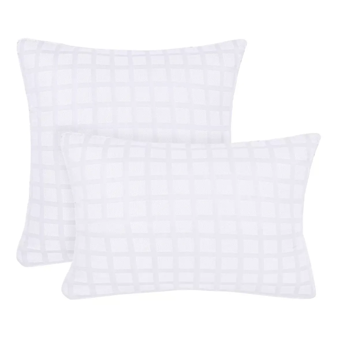 Taie d'oreiller satin de coton motif jacquard blanc Allegria neige
