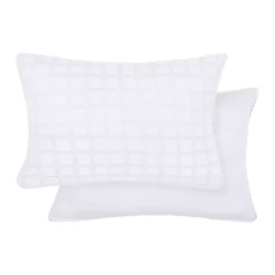 Taie d'oreiller satin de coton motif jacquard blanc Allegria neige
