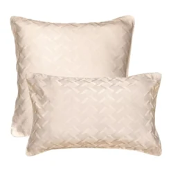 Taie d'oreiller satin de coton motif jacquard beige Adagio lin