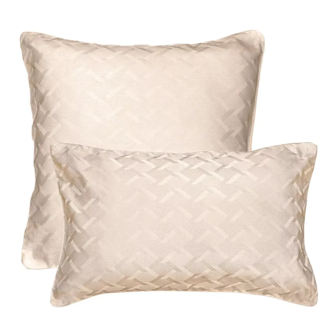 Taie d'oreiller satin de coton motif jacquard beige Adagio lin