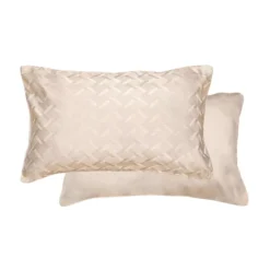 Taie d'oreiller satin de coton motif jacquard beige Adagio lin