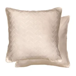 Taie d'oreiller satin de coton motif jacquard beige Adagio lin