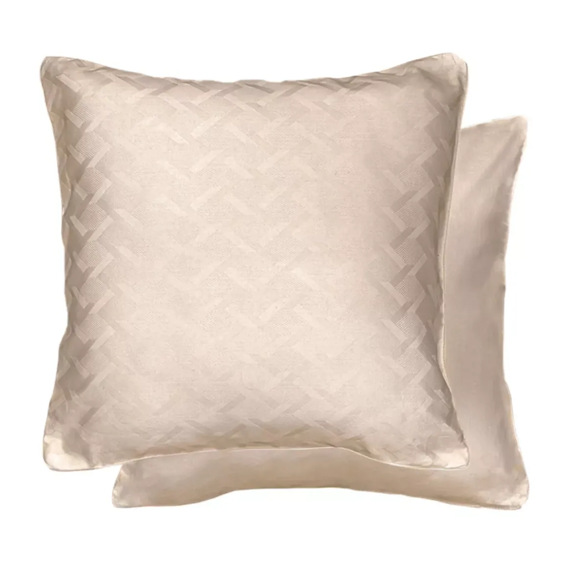 Taie d'oreiller satin de coton motif jacquard beige Adagio lin