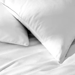 Taie d'oreiller satin de coton motif jacquard blanc Vibrato blanc