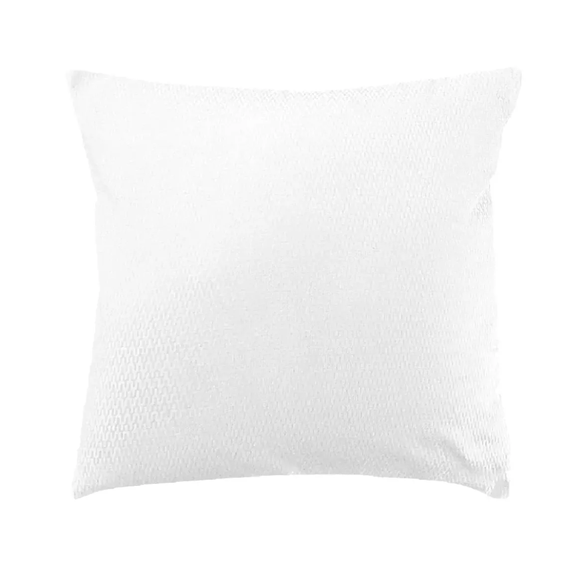 Taie d'oreiller satin de coton motif jacquard blanc Vibrato blanc
