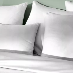 Taie d'oreiller satin de coton motif jacquard blanc Vibrato blanc