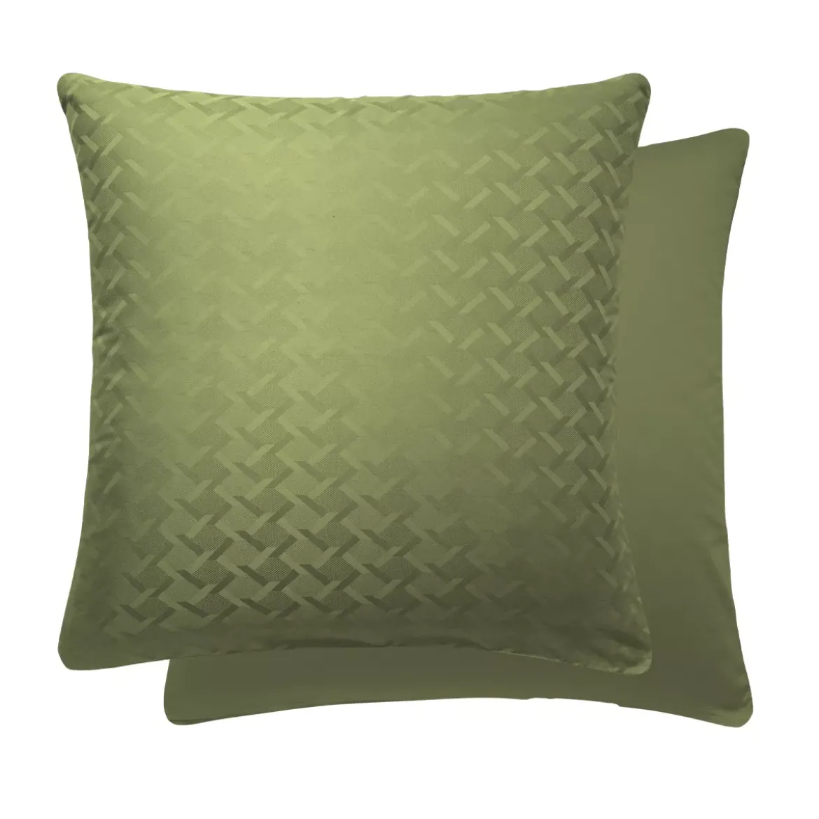 Taie d'oreiller satin de coton motif jacquard vert Adagio kaki