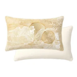 Taie d'oreiller satin de coton imprimé jaune or Soleil d'or dore