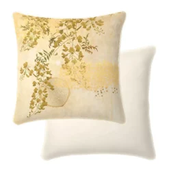Taie d'oreiller satin de coton imprimé jaune or Soleil d'or dore