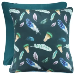 Taie d'oreiller satin de coton imprimé vert Feathers green