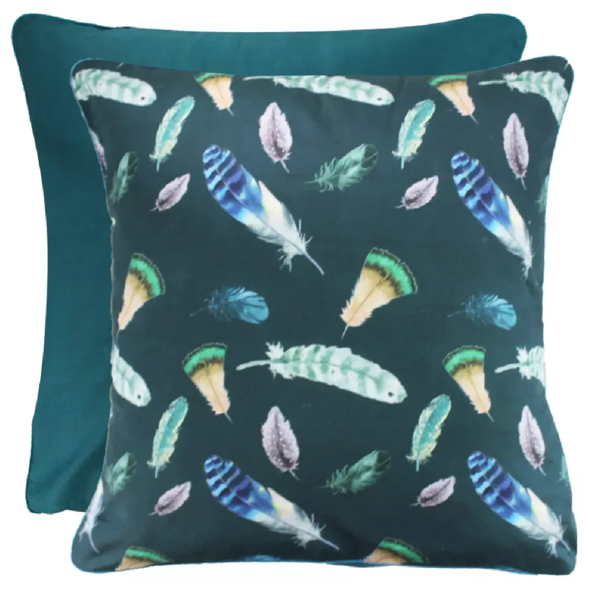Taie d'oreiller satin de coton imprimé vert Feathers green
