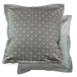Taie d'oreiller satin de coton imprimé anthracite Dolce vita anthracite