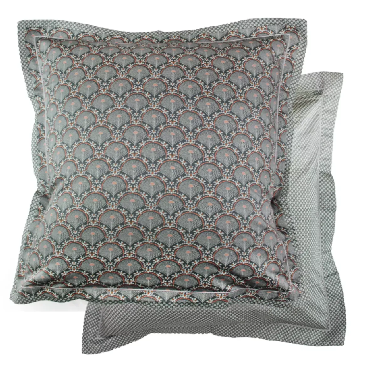 Taie d'oreiller satin de coton imprimé anthracite Dolce vita anthracite