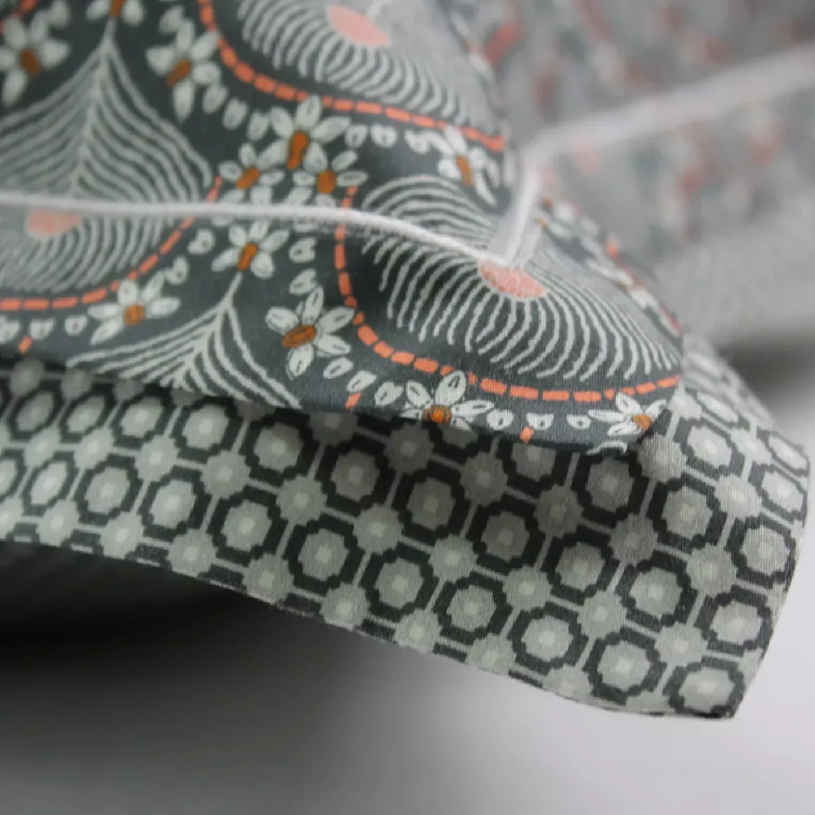 Taie d'oreiller satin de coton imprimé anthracite Dolce vita anthracite
