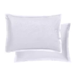 Taie d'oreiller satin de coton motif jacquard blanc Alexandria diamant