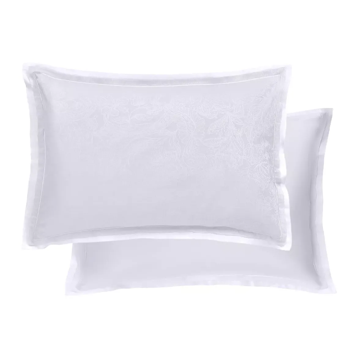 Taie d'oreiller satin de coton motif jacquard blanc Alexandria diamant