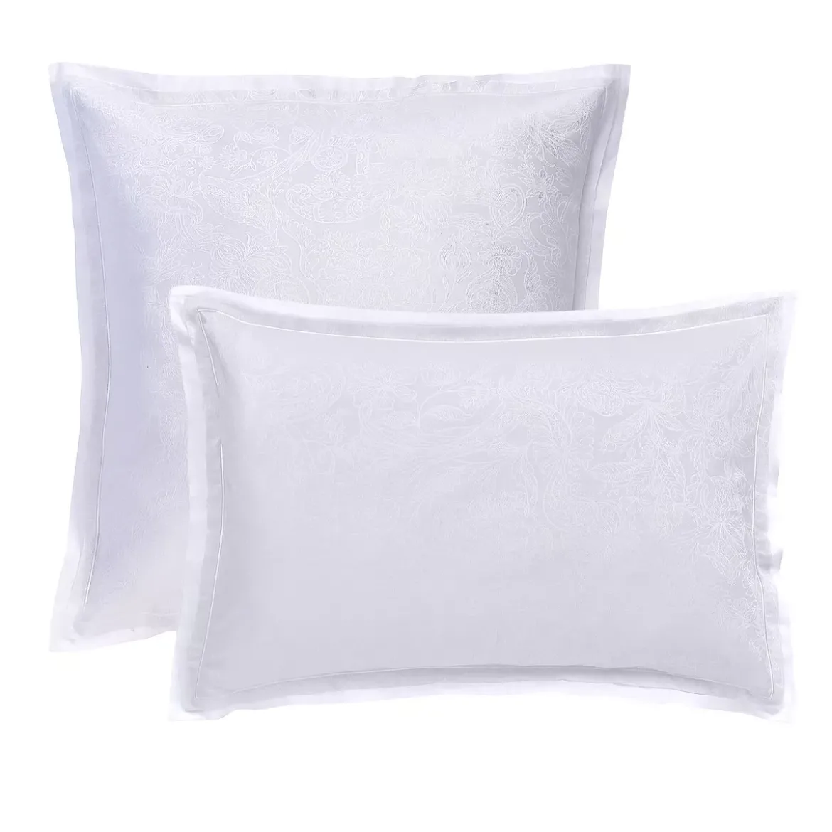 Taie d'oreiller satin de coton motif jacquard blanc Alexandria diamant
