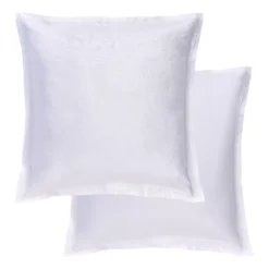 Taie d'oreiller satin de coton motif jacquard blanc Alexandria diamant