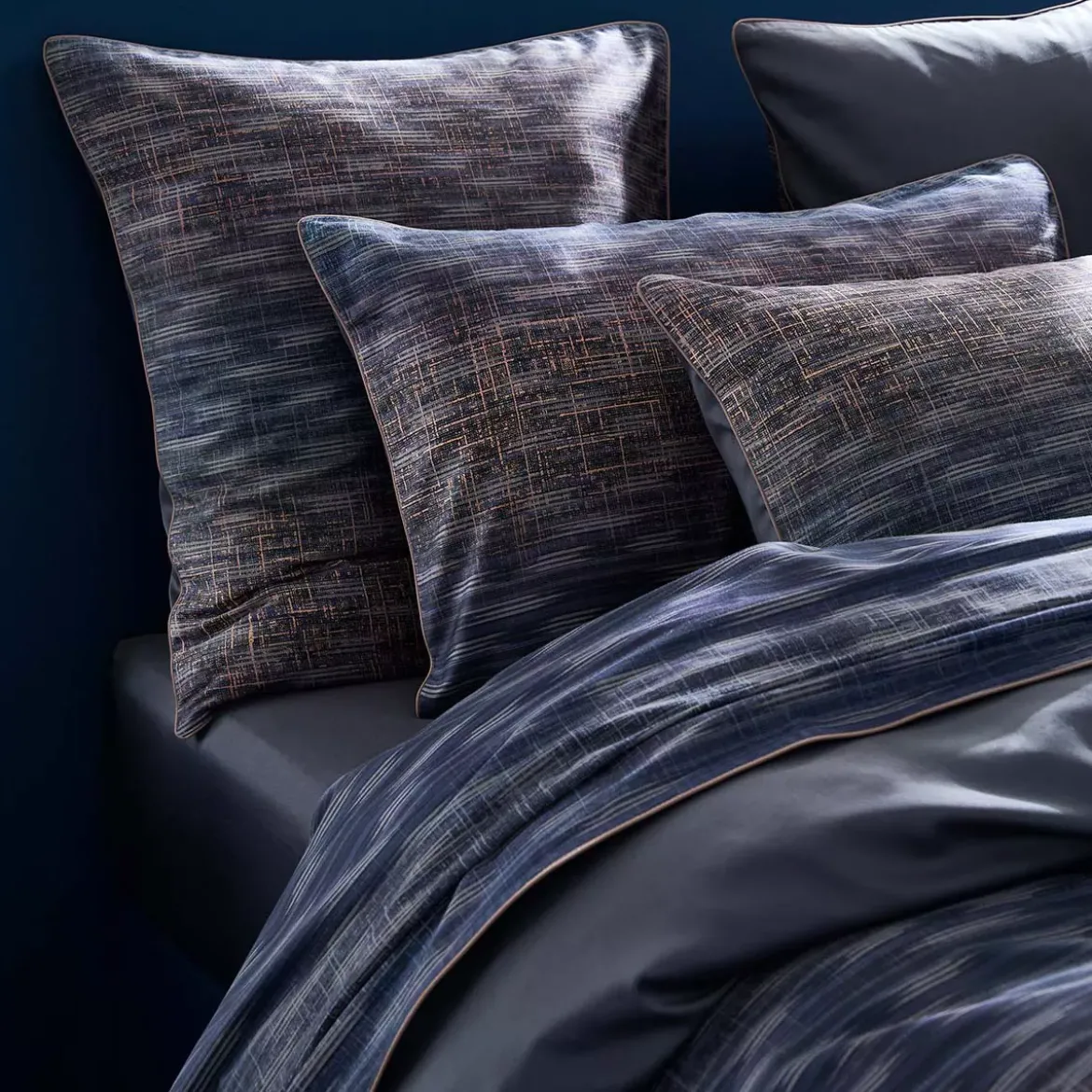 Taie d'oreiller satin de coton imprimé orange marine Mist nocturne