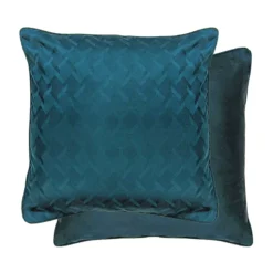 Taie d'oreiller satin de coton motif jacquard bleu Adagio crepuscule