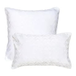Taie d'oreiller satin de coton motif jacquard blanc Adagio blanc