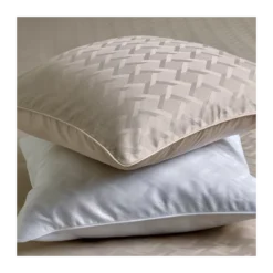 Taie d'oreiller satin de coton motif jacquard blanc Adagio blanc