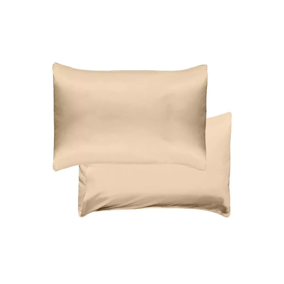 Taie d'oreiller soie uni beige Jouvence champagne