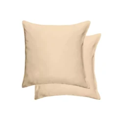 Taie d'oreiller soie uni beige Jouvence champagne