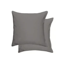 Taie d'oreiller soie uni gris Jouvence titane