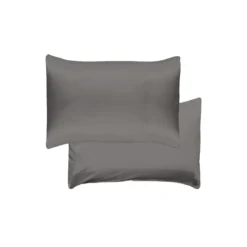 Taie d'oreiller soie uni gris Jouvence titane